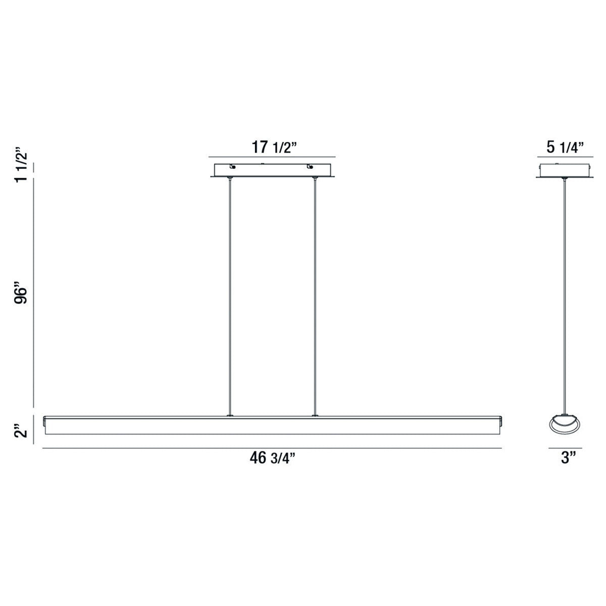 Eurofase Lighting Landor 47" Linear Dimmable Integrated LED Chrome Pendant Light With White Acrylic Tube Shade