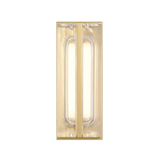 Eurofase Lighting Langferd 12" 1-Light Integrated LED Glass Shade Gold Steel Outdoor Wall Sconce