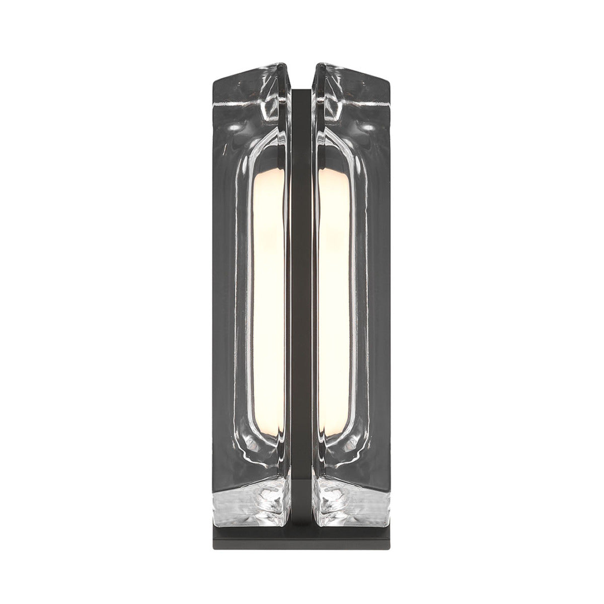 Eurofase Lighting Langferd 12" 1-Light Integrated LED Glass Shade Matte Black Steel Outdoor Wall Sconce