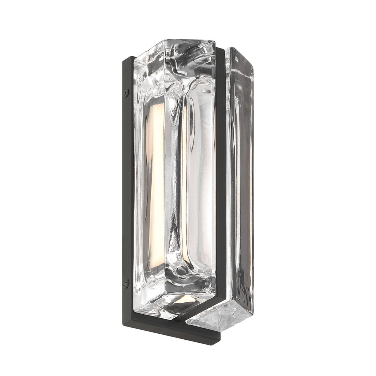 Eurofase Lighting Langferd 12" 1-Light Integrated LED Glass Shade Matte Black Steel Outdoor Wall Sconce