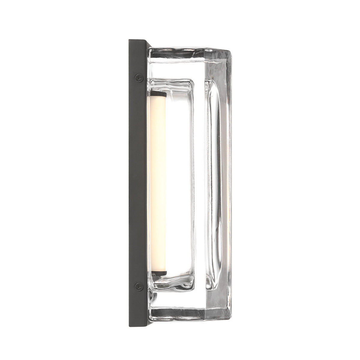 Eurofase Lighting Langferd 12" 1-Light Integrated LED Glass Shade Matte Black Steel Outdoor Wall Sconce