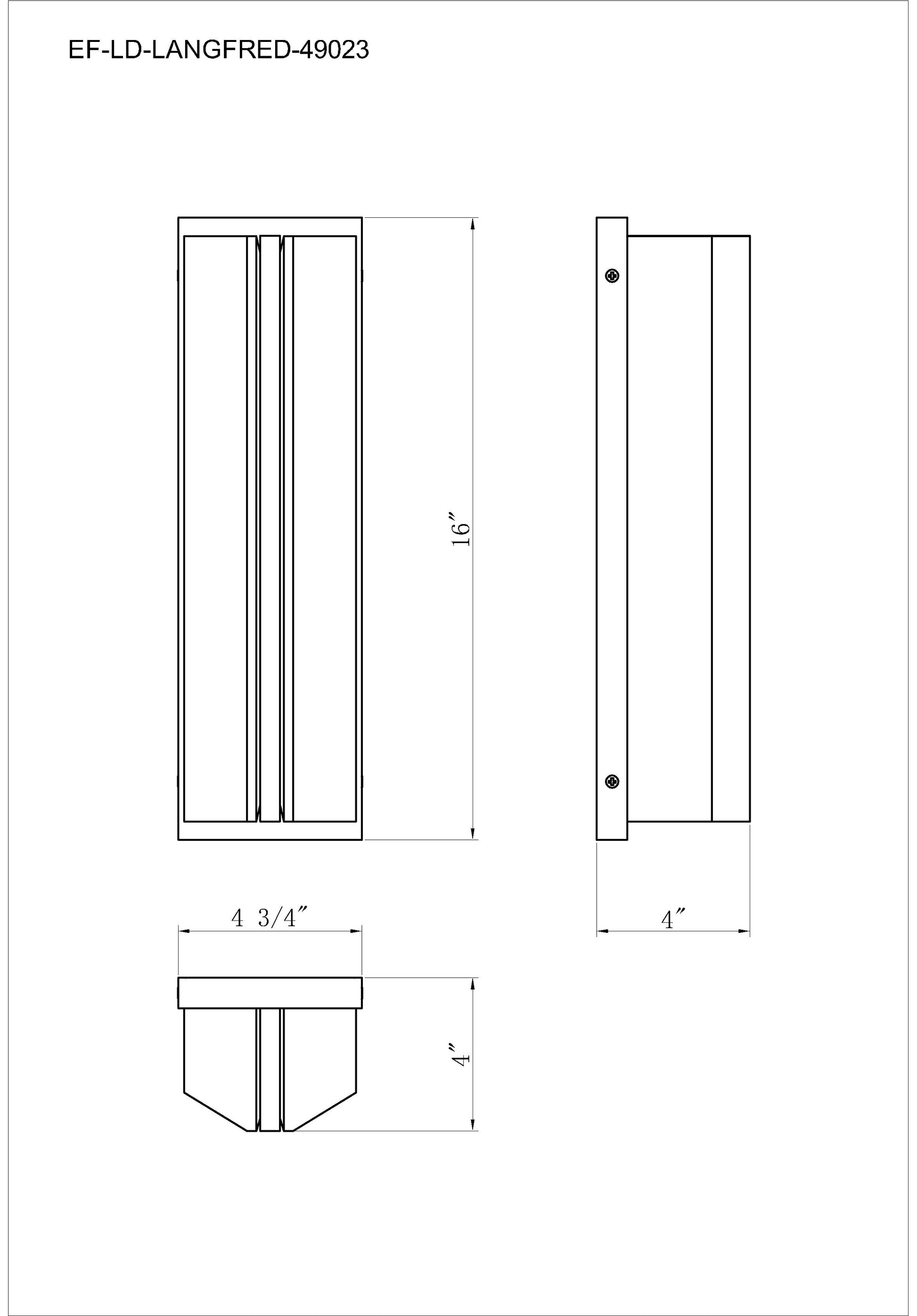 Eurofase Lighting Langferd 16" 1-Light Integrated LED Glass Shade Matte Black Steel Outdoor Wall Sconce