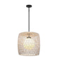 Eurofase Lighting Lara 22" Matte Black Pendant Light With Pet Weave Rope Shade