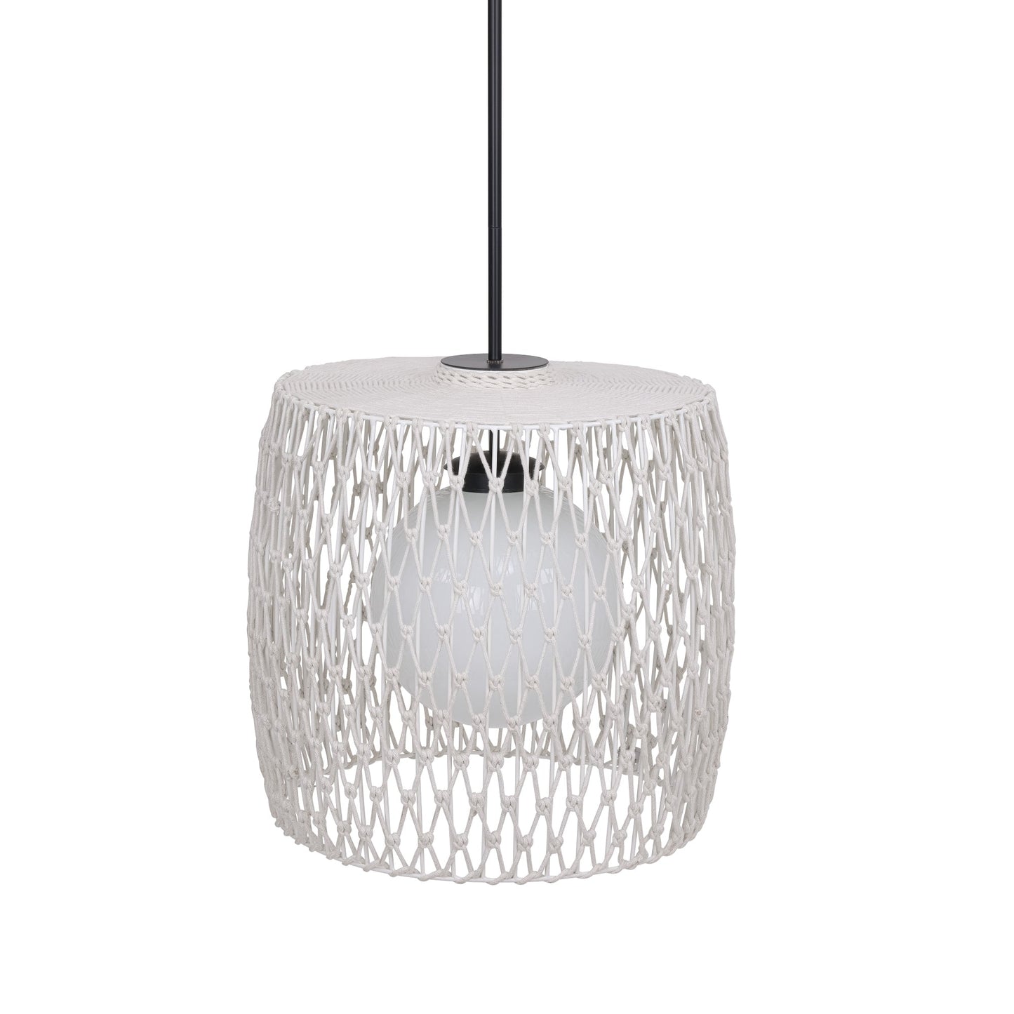 Eurofase Lighting Lara 22" Matte Black Pendant Light With Pet Weave Rope Shade