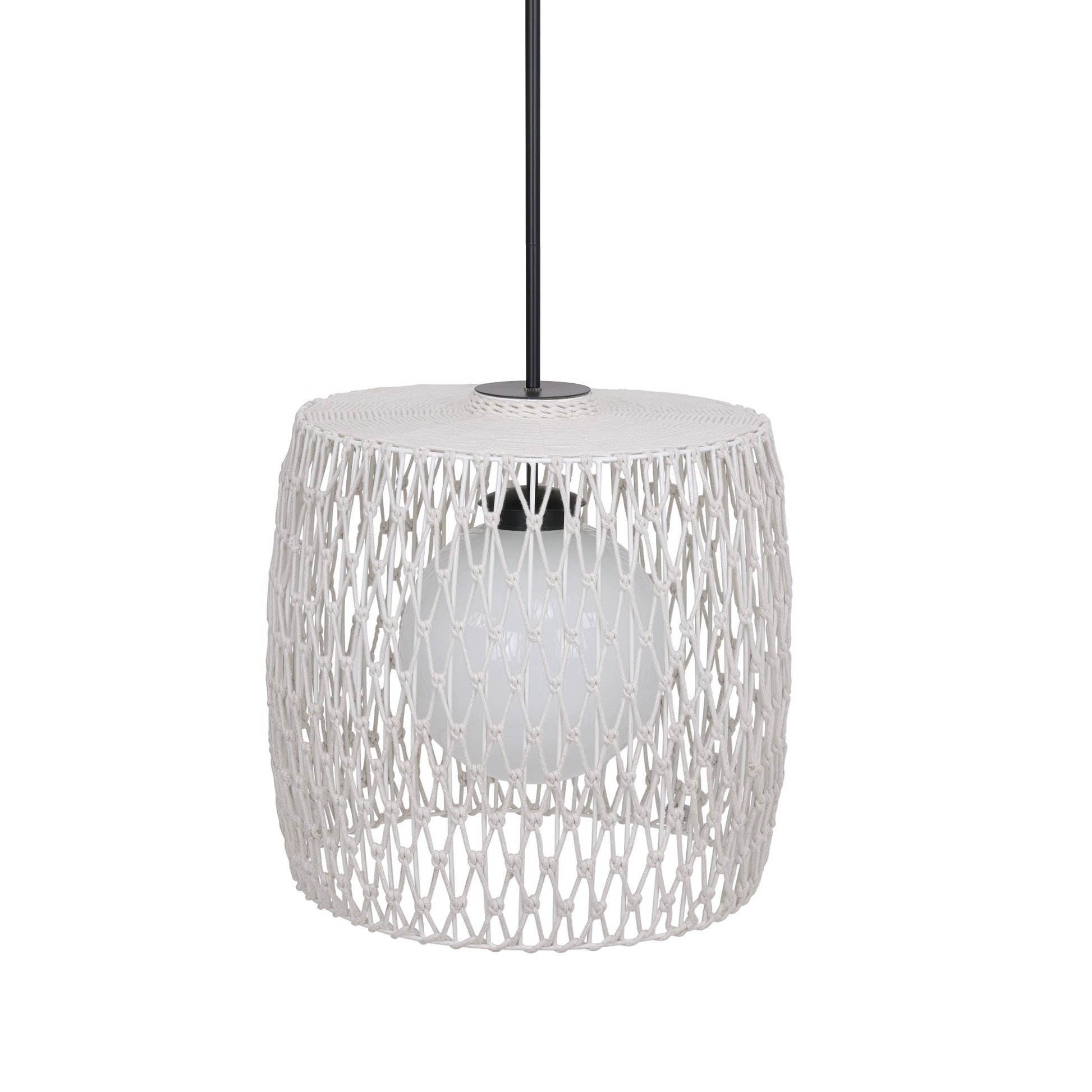 Eurofase Lighting Lara 22" Matte Black Pendant Light With Pet Weave Rope Shade