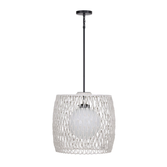 Eurofase Lighting Lara 22" Matte Black Pendant Light With Pet Weave Rope Shade