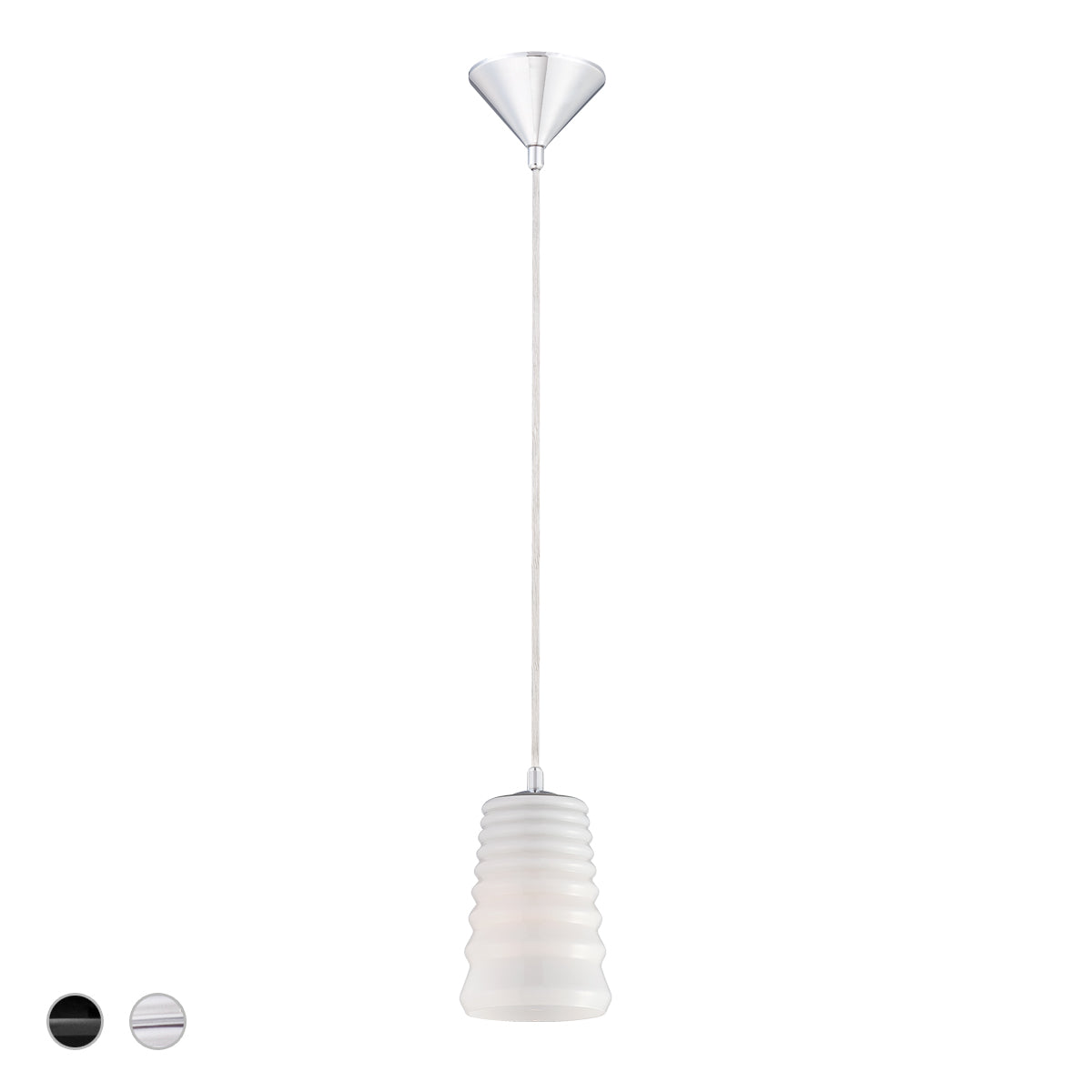Eurofase Lighting Laso 9" 1-Light Chrome Pendant Light With White Shade