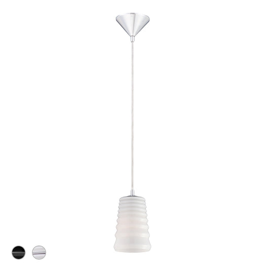 Eurofase Lighting Laso 9" 1-Light Chrome Pendant Light With White Shade