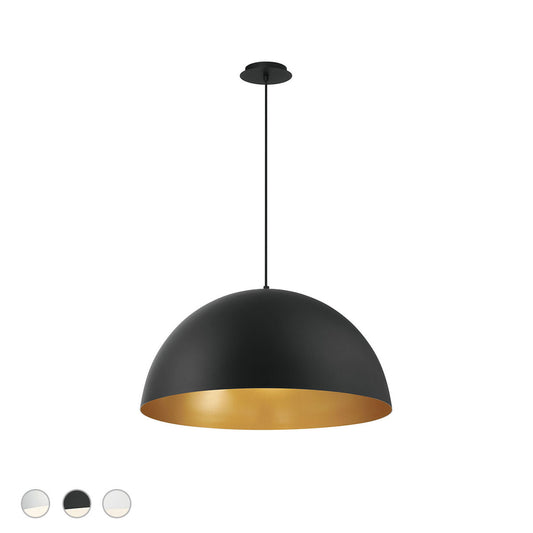 Eurofase Lighting Laverton 24" 1-Light White Glass Shade Gold and Black Metal Pendant Light