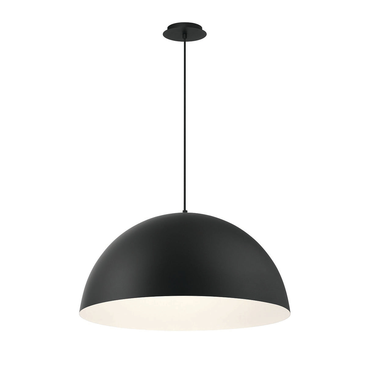 Eurofase Lighting Laverton 24" 1-Light White Glass Shade Matte Black Metal Pendant Light