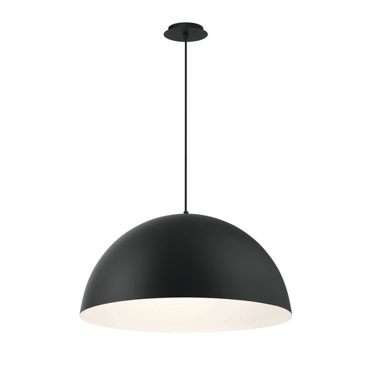 Eurofase Lighting Laverton 24" 1-Light White Glass Shade Matte Black Metal Pendant Light