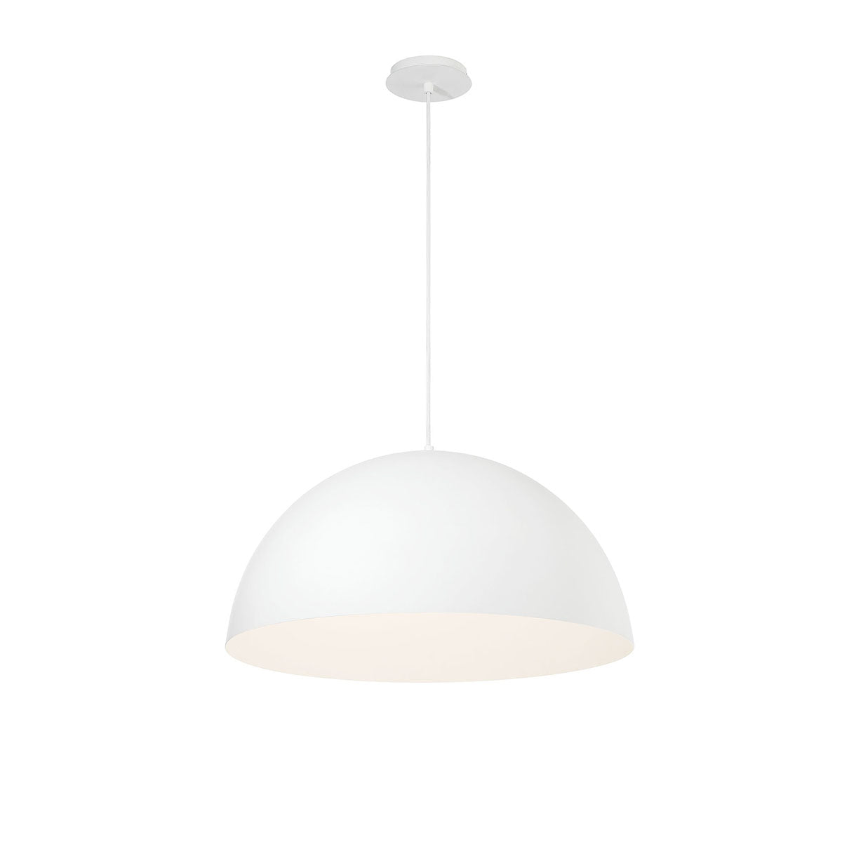 Eurofase Lighting Laverton 24" 1-Light White Glass Shade Matte White Metal Pendant Light