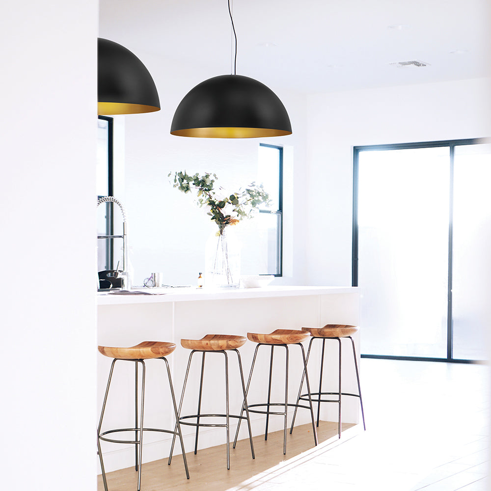 Eurofase Lighting Laverton 36" 1-Light Integrated LED White Glass Shade Gold and Black Metal Pendant Light