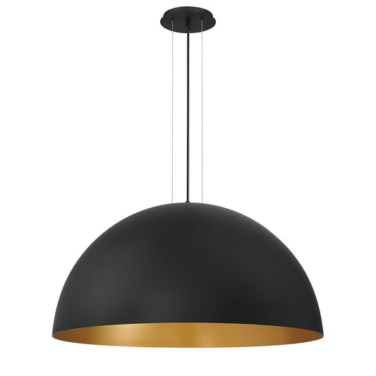 Eurofase Lighting Laverton 36" 1-Light Integrated LED White Glass Shade Gold and Black Metal Pendant Light