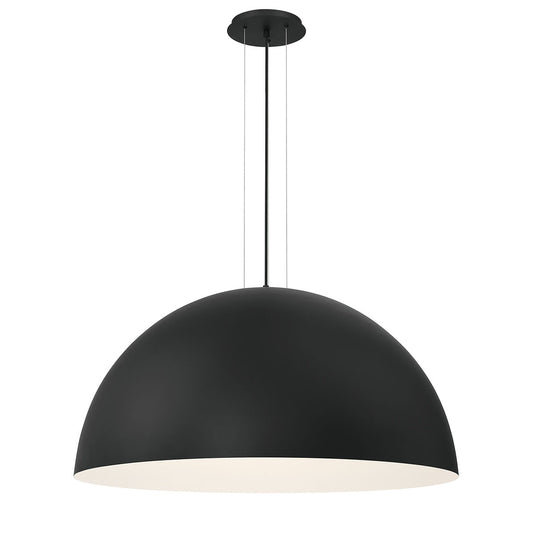 Eurofase Lighting Laverton 36" 1-Light Integrated LED White Glass Shade Matte Black Metal Pendant Light