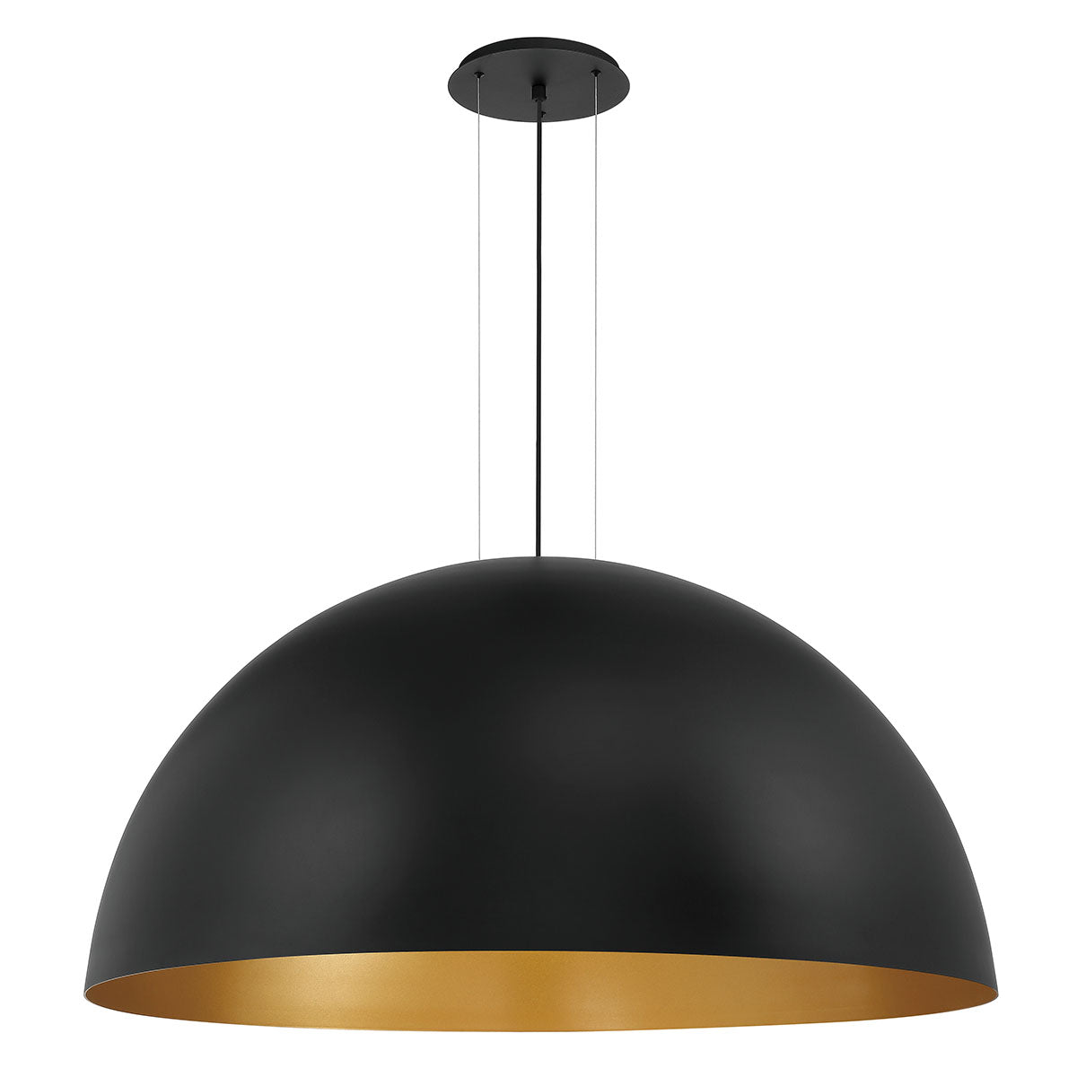 Eurofase Lighting Laverton 47" 1-Light Integrated LED White Glass Shade Gold and Black Metal Pendant Light