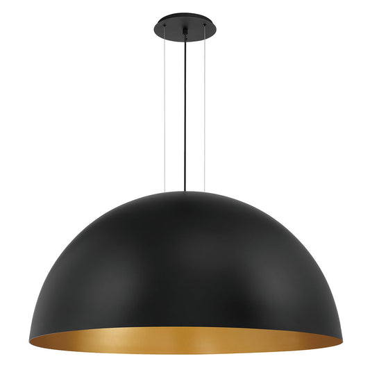 Eurofase Lighting Laverton 47" 1-Light Integrated LED White Glass Shade Gold and Black Metal Pendant Light