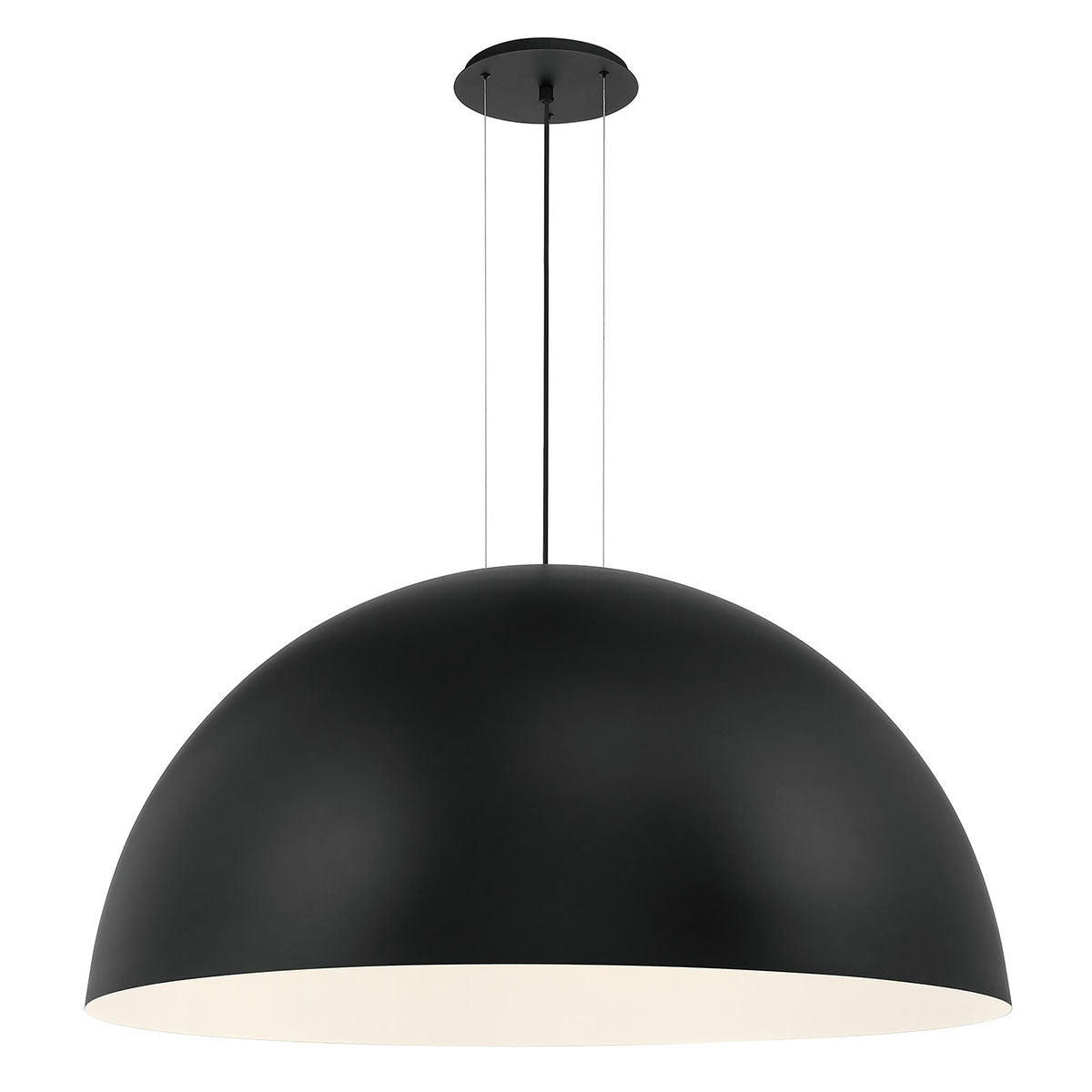 Eurofase Lighting Laverton 47" 1-Light Integrated LED White Glass Shade Matte Black Metal Pendant Light