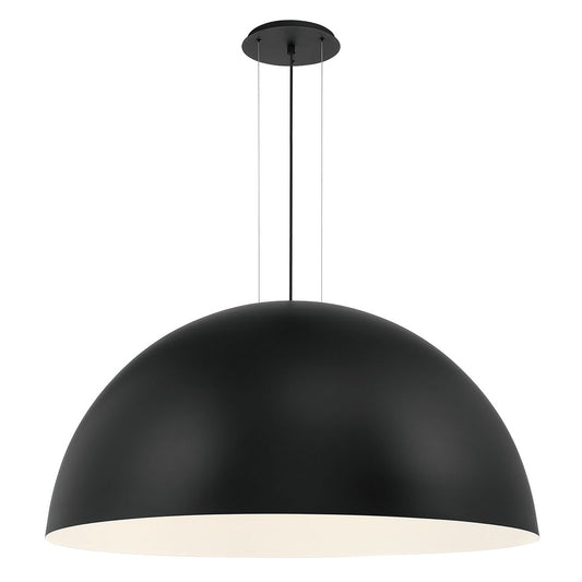 Eurofase Lighting Laverton 47" 1-Light Integrated LED White Glass Shade Matte Black Metal Pendant Light