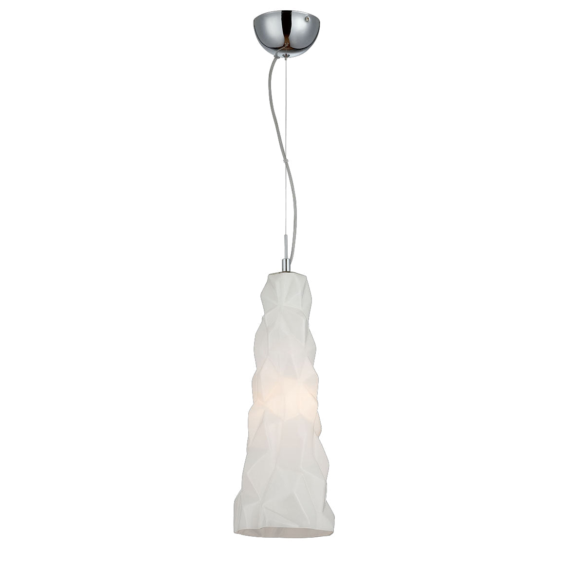 Eurofase Lighting Lazer 7" Dimmable Incandescent Chrome Pendant Light With Opal White Textured Glass Shade