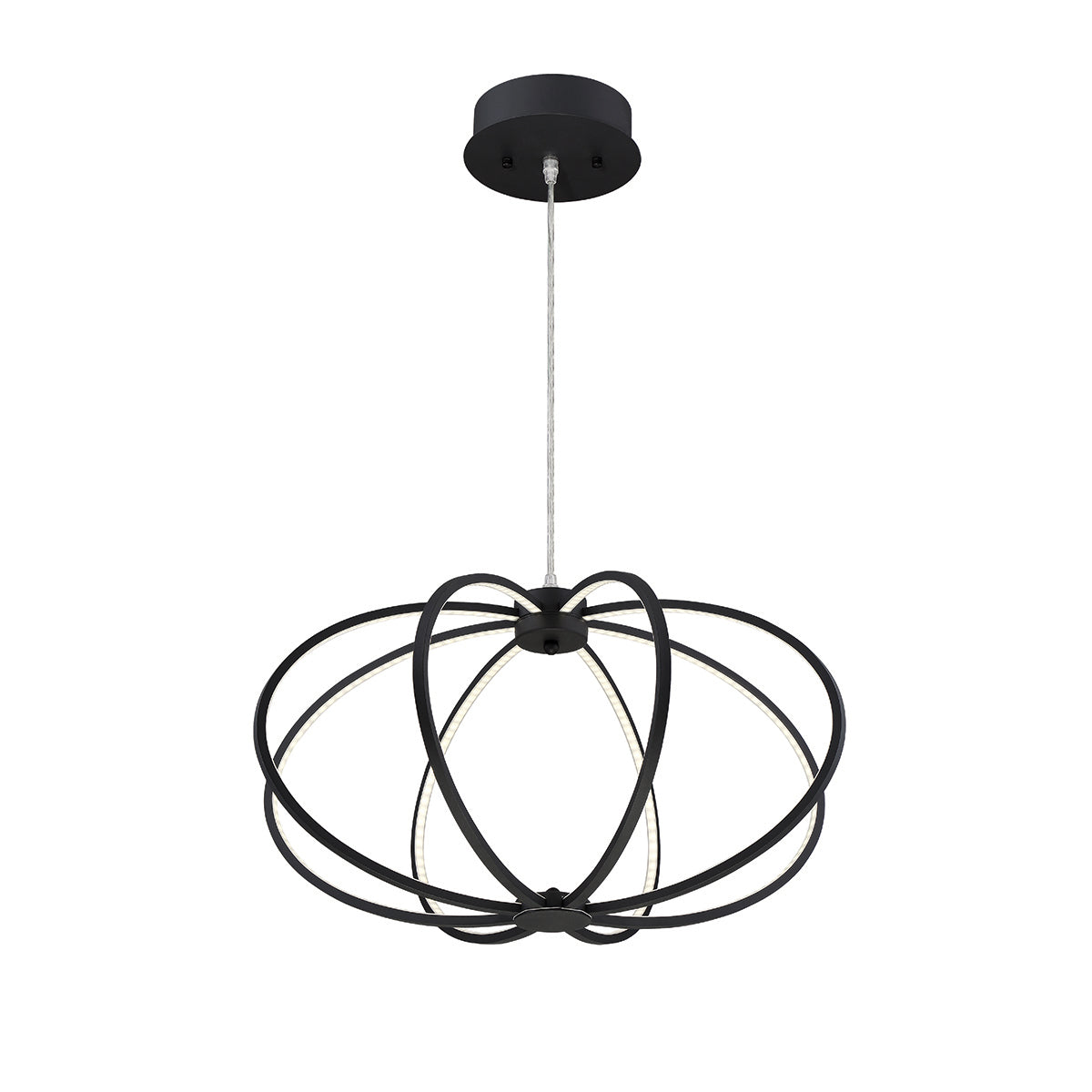Eurofase Lighting Leggero 23" Round Dimmable Integrated LED Black Aluminum Pendant Light With Frosted White Shade