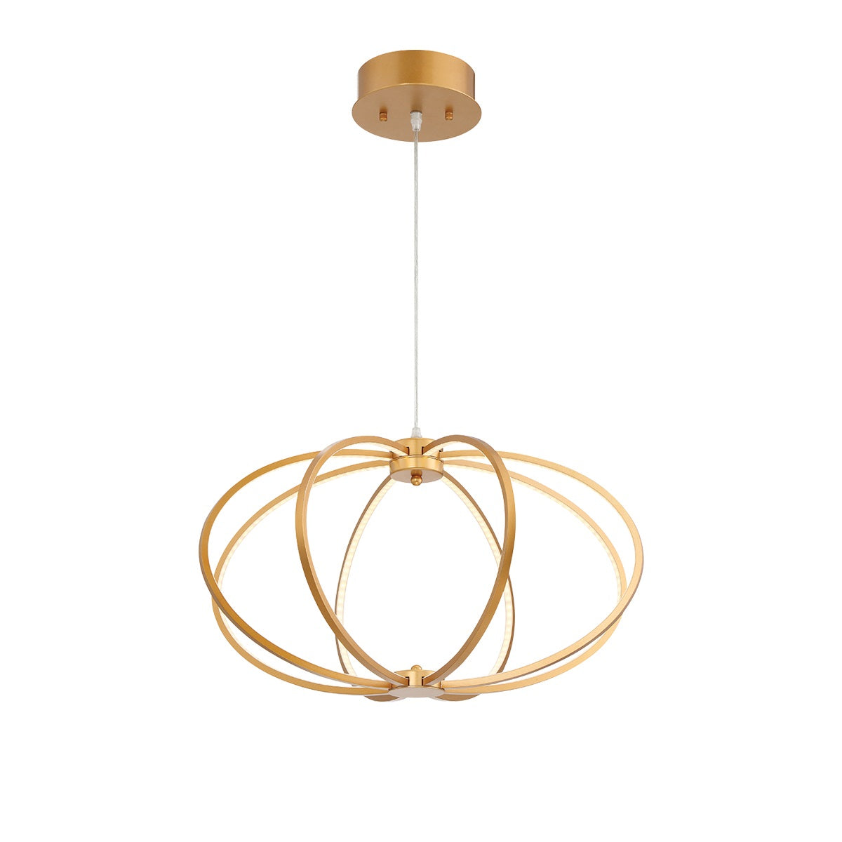 Eurofase Lighting Leggero 23" Round Dimmable Integrated LED Gold Aluminum Pendant Light With Frosted White Shade