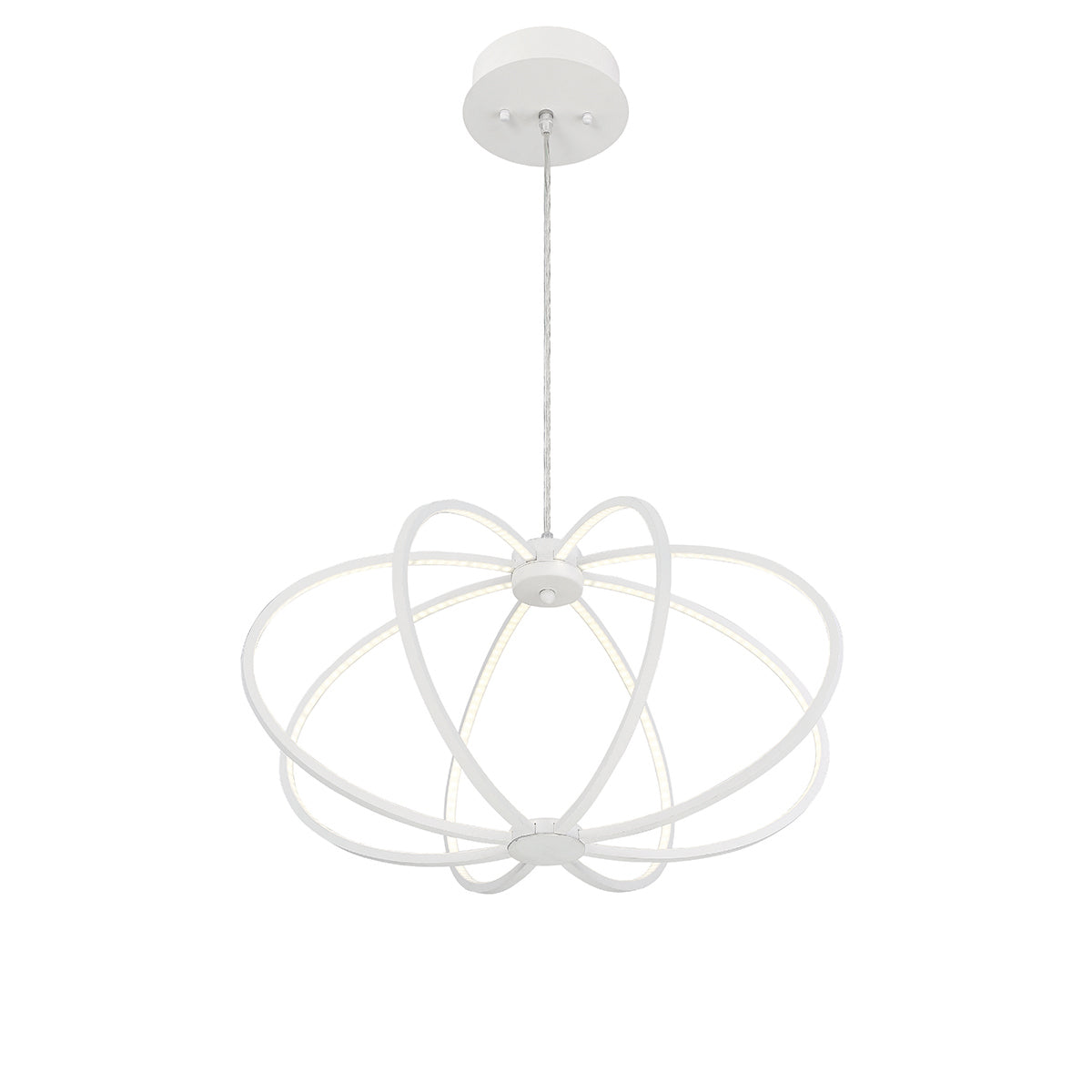Eurofase Lighting Leggero 23" Round Dimmable Integrated LED White Aluminum Pendant Light With Frosted White Shade