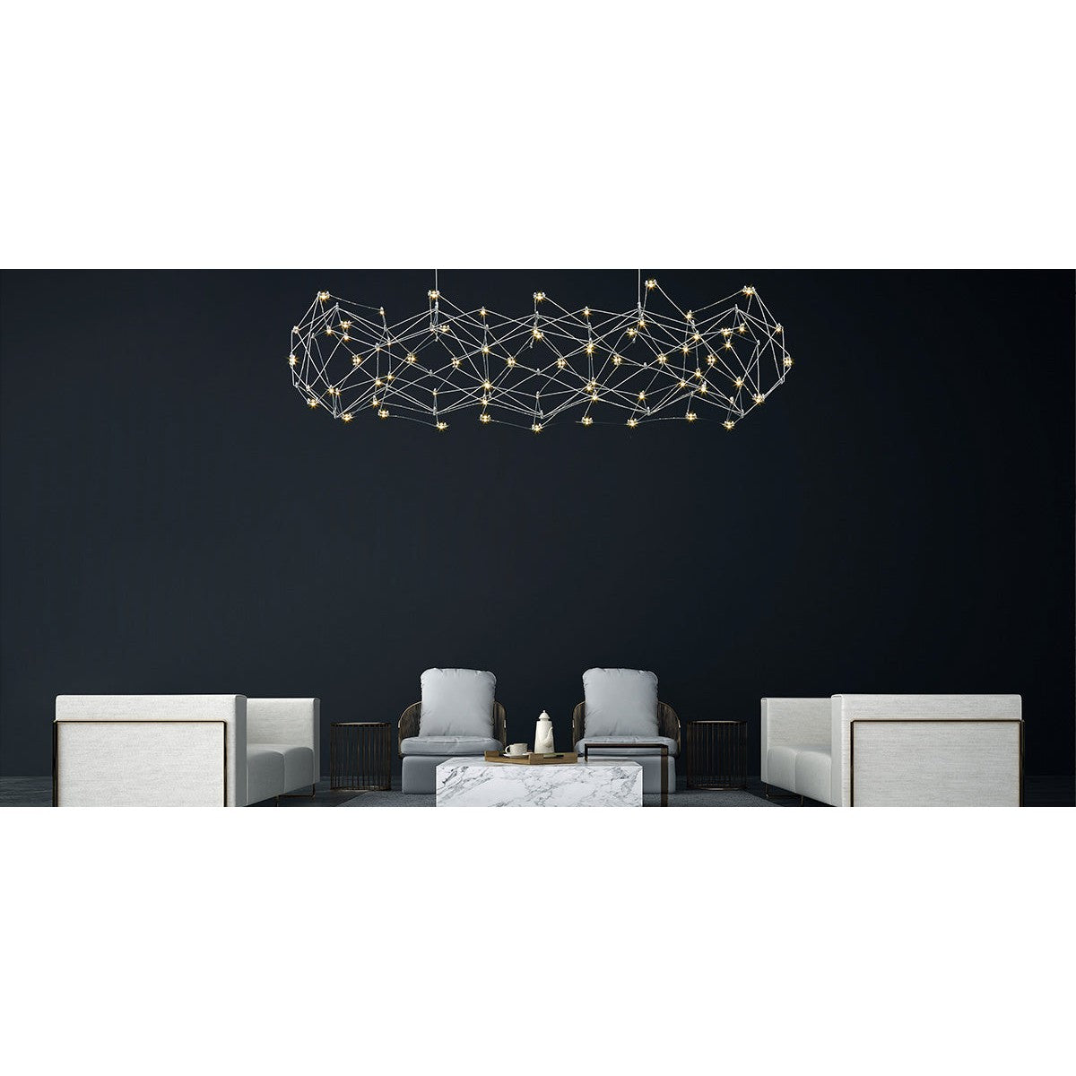 Eurofase Lighting Leonardelli 65" Large Dimmable Integrated LED Metal Chrome Chandelier