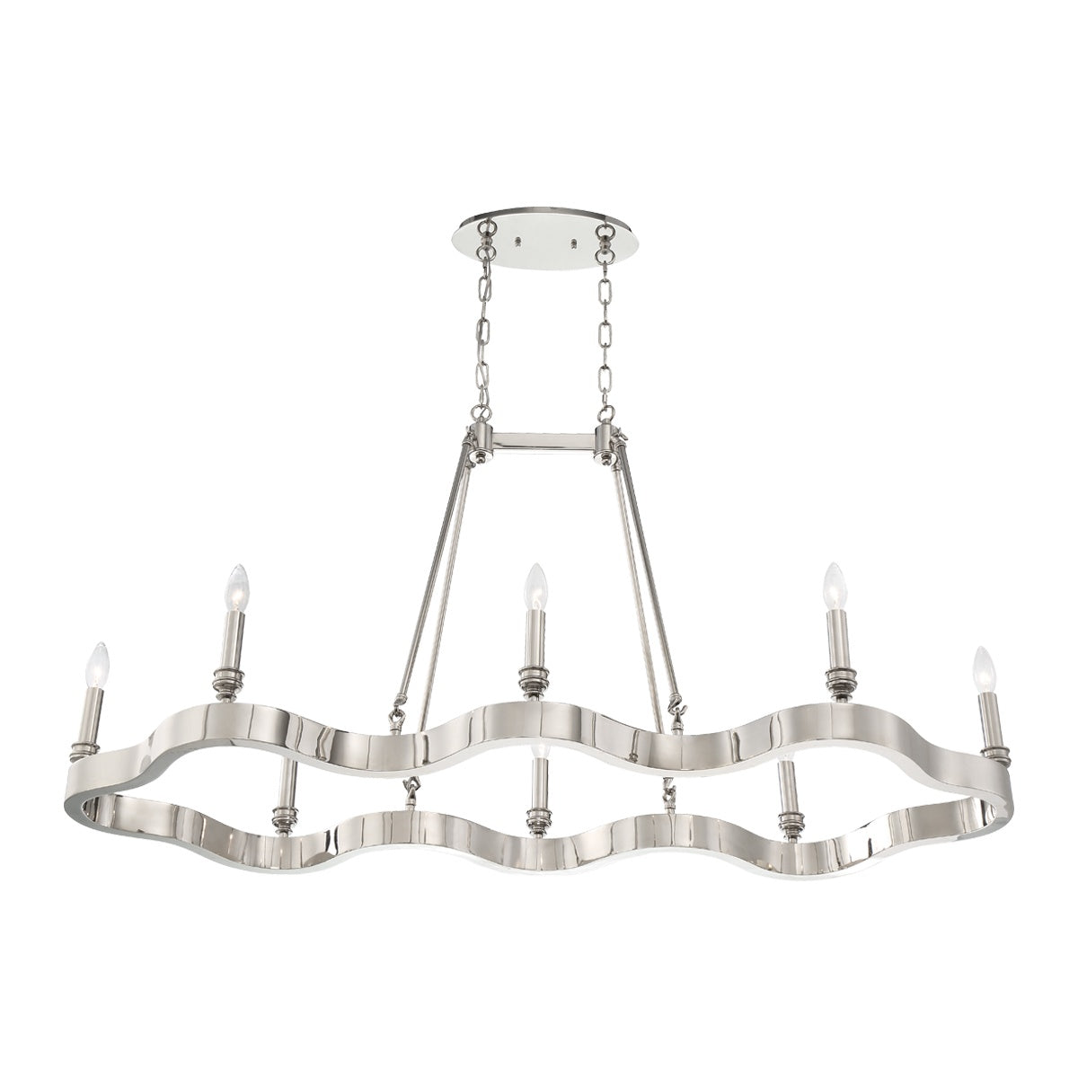 Eurofase Lighting Leyton 51" 8-light Bare Bulb Incandescent Polished Nickel Oval Chandelier