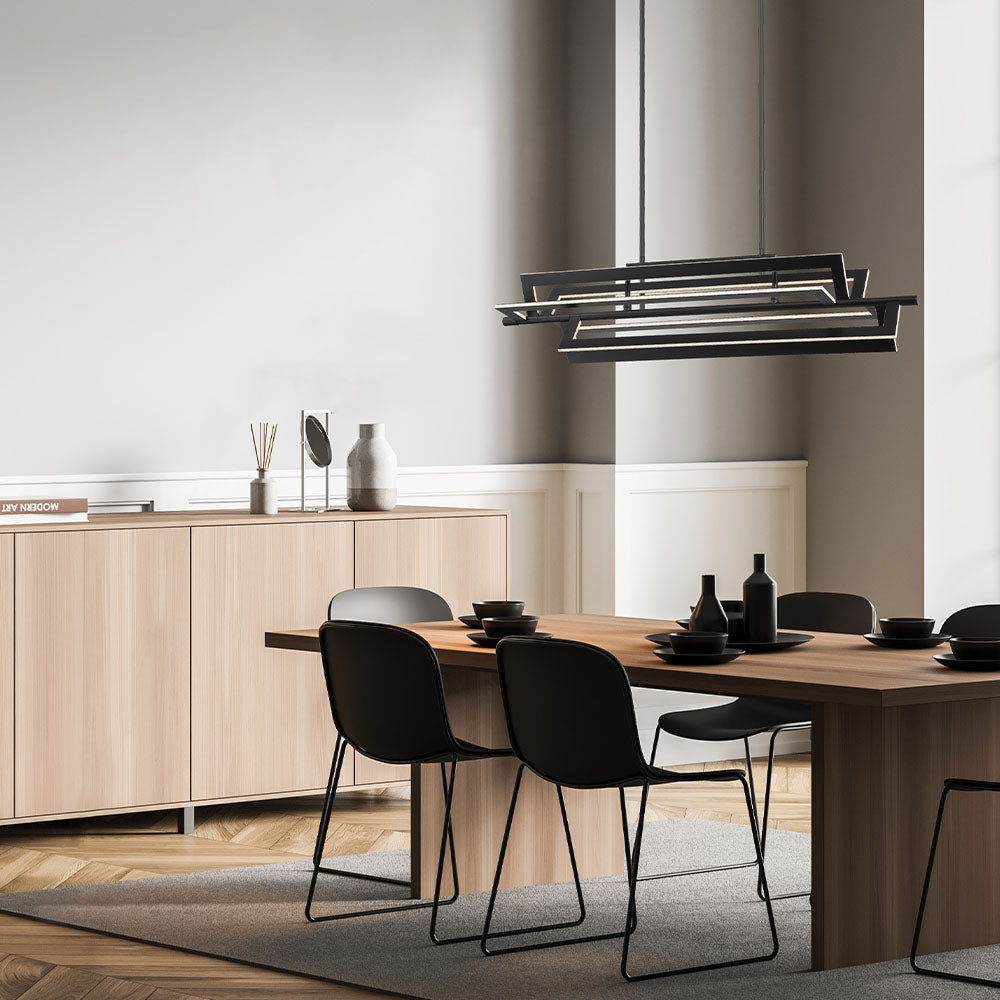 Eurofase Lighting Livra 43" Dimmable Integrated LED Matte Black Linear Chandelier