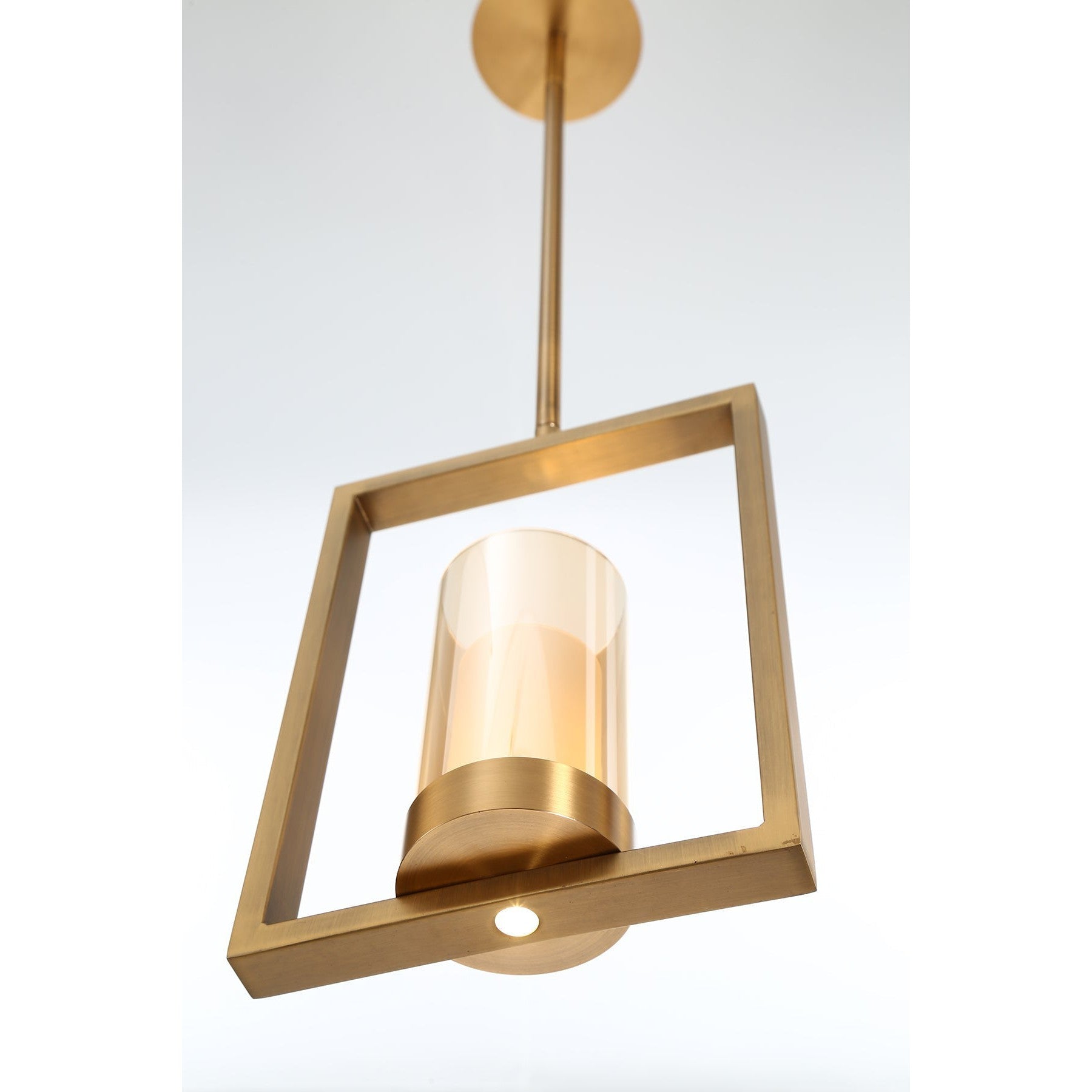 Eurofase Lighting Londra 10" Rectangular Dimmable Integrated LED Bronze Metal Pendant Light With Amber Glass Shade