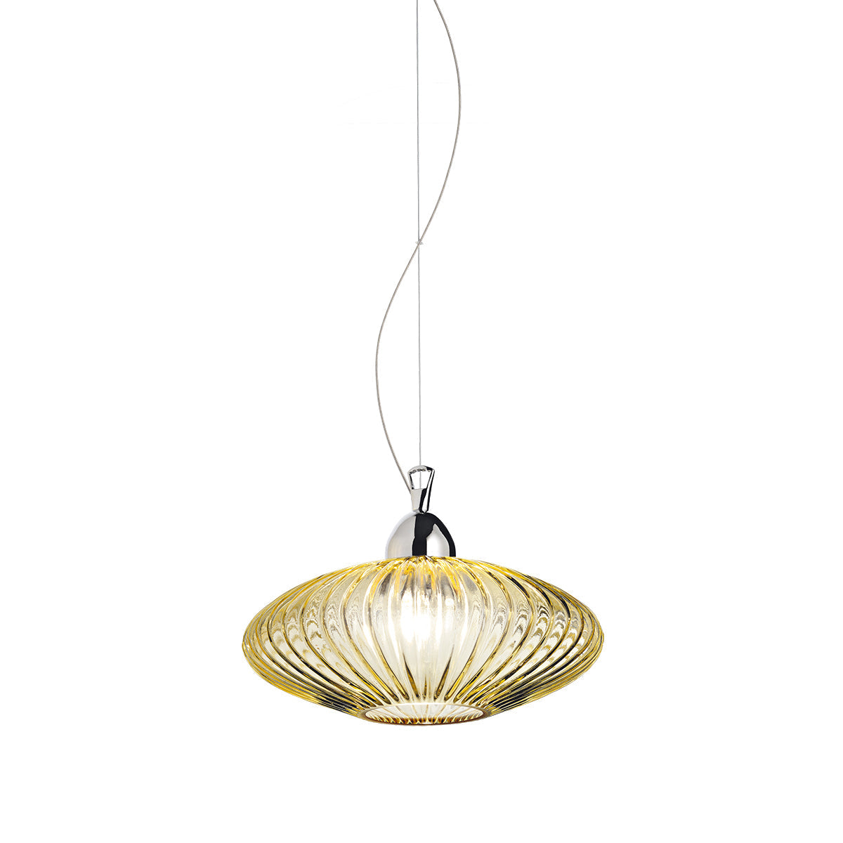 Eurofase Lighting Lorella 12" Dimmable Chrome Pendant Light With Amber Hand-Blown Glass Shade