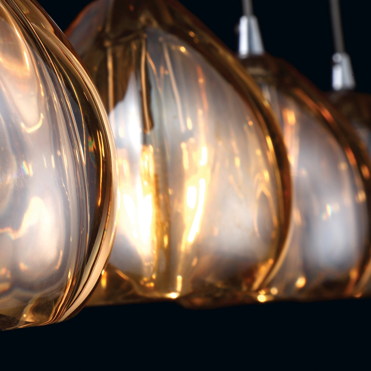 Eurofase Lighting Lucido 32" 5-Light Chrome Dimmable Halogen Metal Linear Chandelier With Clear Cast Glass Shades
