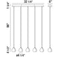Eurofase Lighting Lucido 32" 5-Light Chrome Dimmable Halogen Metal Linear Chandelier With Clear Cast Glass Shades