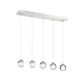 Eurofase Lighting Lucido 32" 5-Light Chrome Dimmable Halogen Metal Linear Chandelier With Clear Cast Glass Shades