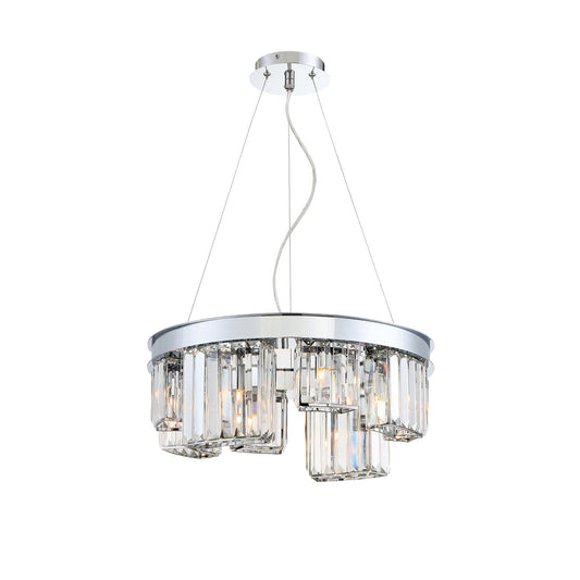 Eurofase Lighting Lumino 19" 8-Light Chrome Dimmable Halogen Metal Round Chandelier With Clear Crystal Accents