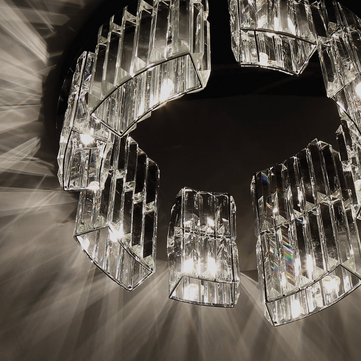 Eurofase Lighting Lumino 26" 10-Light Chrome Dimmable Halogen Metal Round Chandelier With Clear Crystal Accents