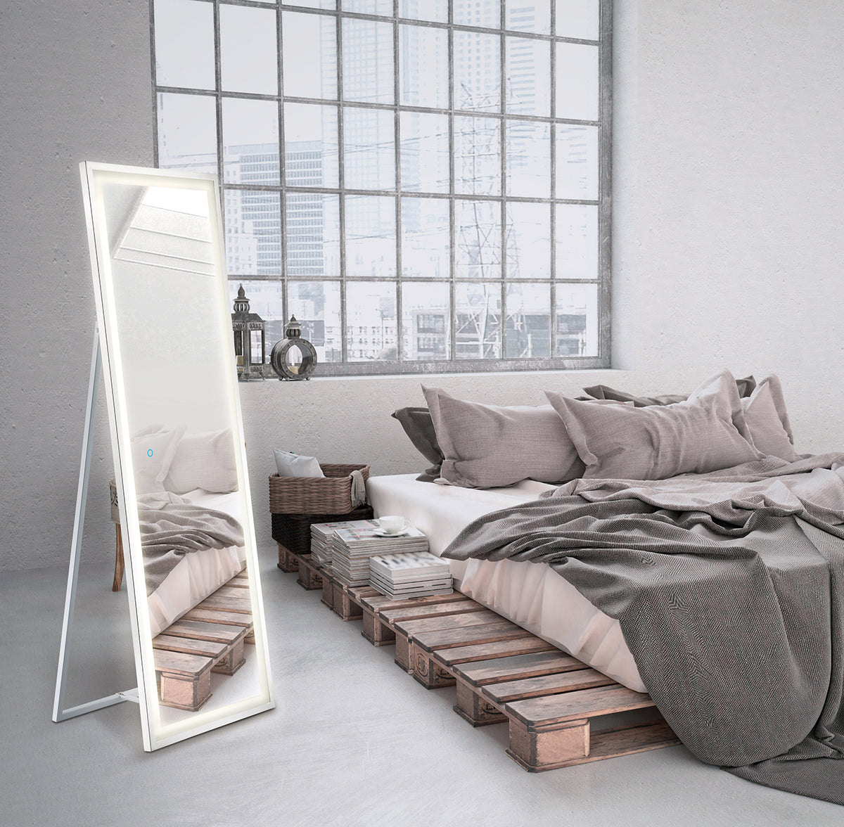 Eurofase Lighting Maddox 65" Dimmable Integrated LED Chrome Frame Mirror