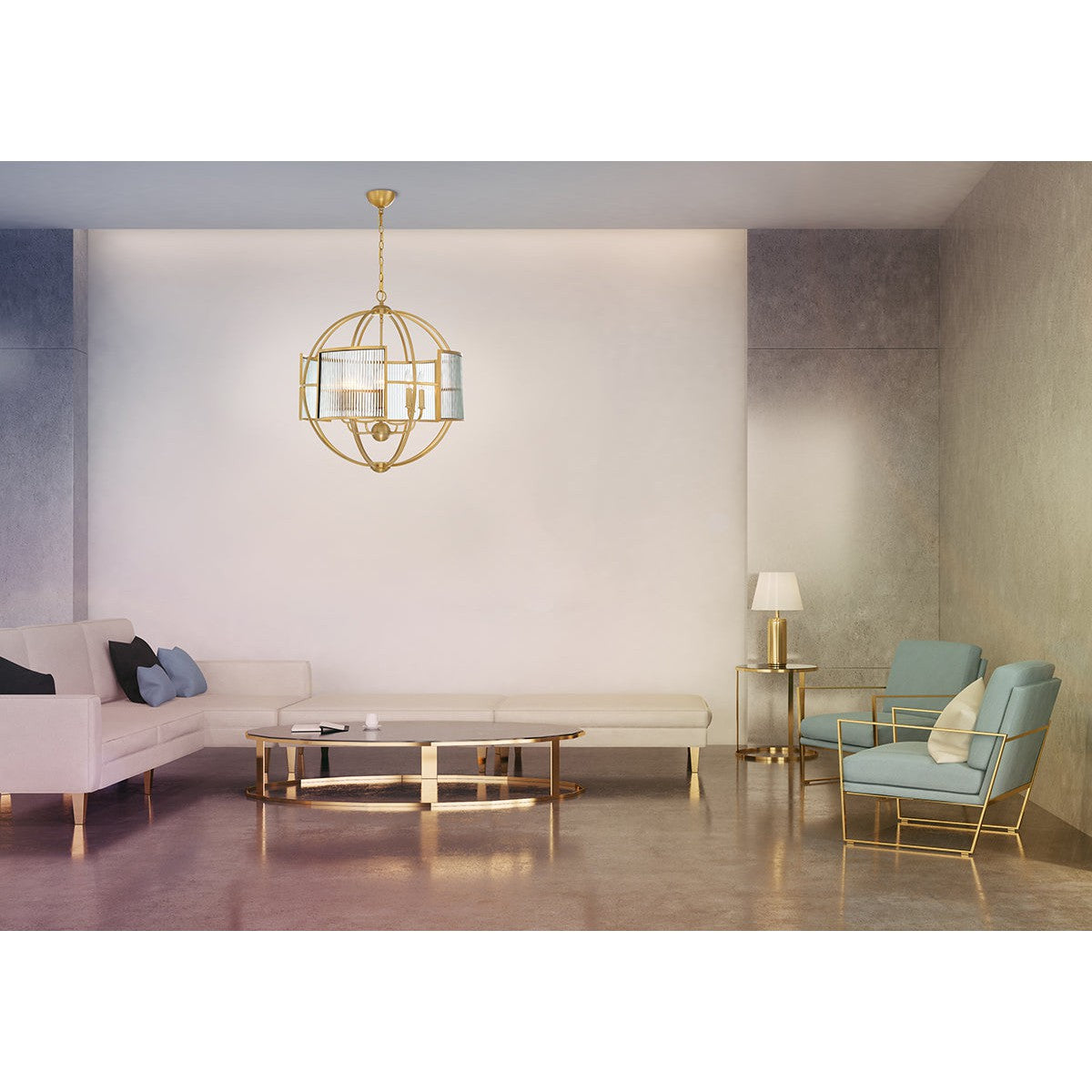 Eurofase Lighting Manilow 19" 6-light Incandescent Brass Round Chandelier With Clear Ripple Glass Shades
