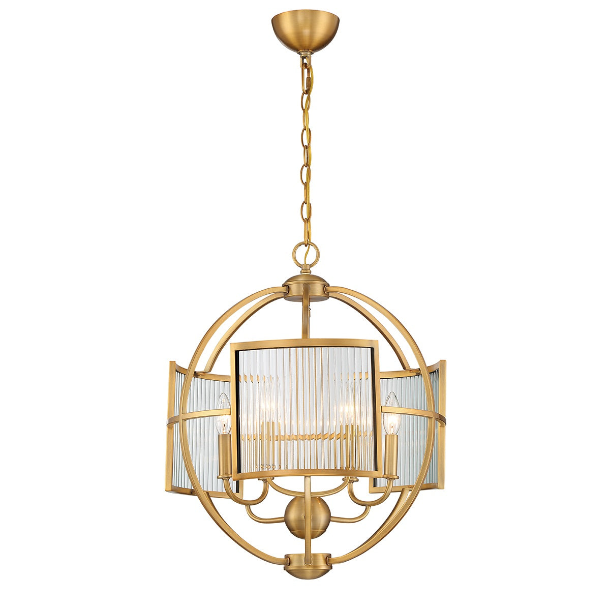 Eurofase Lighting Manilow 19" 6-light Incandescent Brass Round Chandelier With Clear Ripple Glass Shades