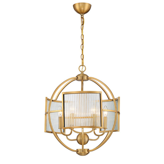 Eurofase Lighting Manilow 19" 6-light Incandescent Brass Round Chandelier With Clear Ripple Glass Shades