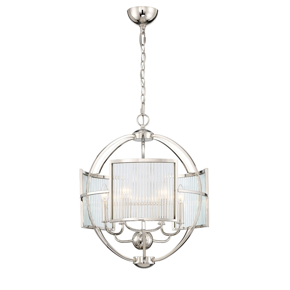 Eurofase Lighting Manilow 19" 6-light Incandescent Polished Nickel Round Chandelier With Clear Ripple Glass Shades
