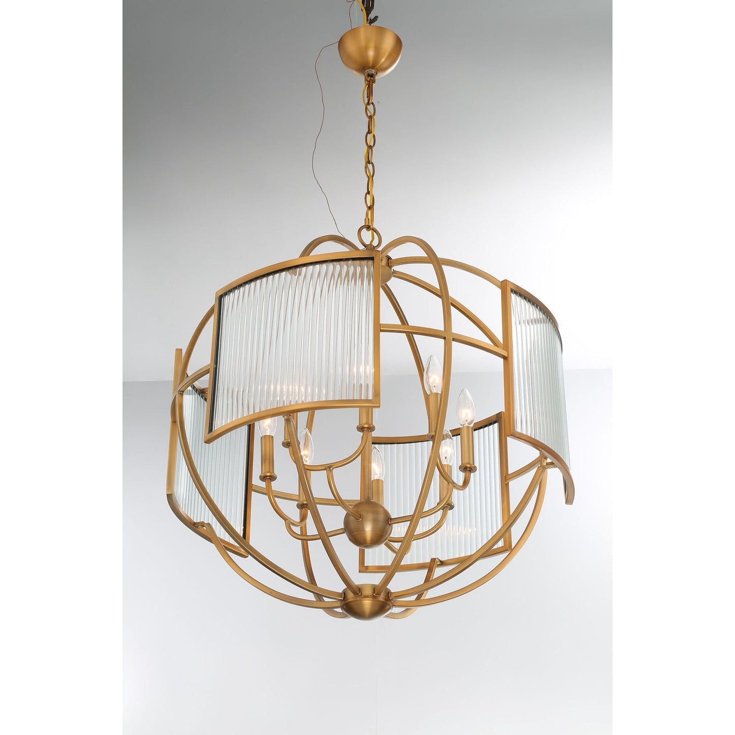 Eurofase Lighting Manilow 26" 8-light Incandescent Brass Round Chandelier With Clear Ripple Glass Shades