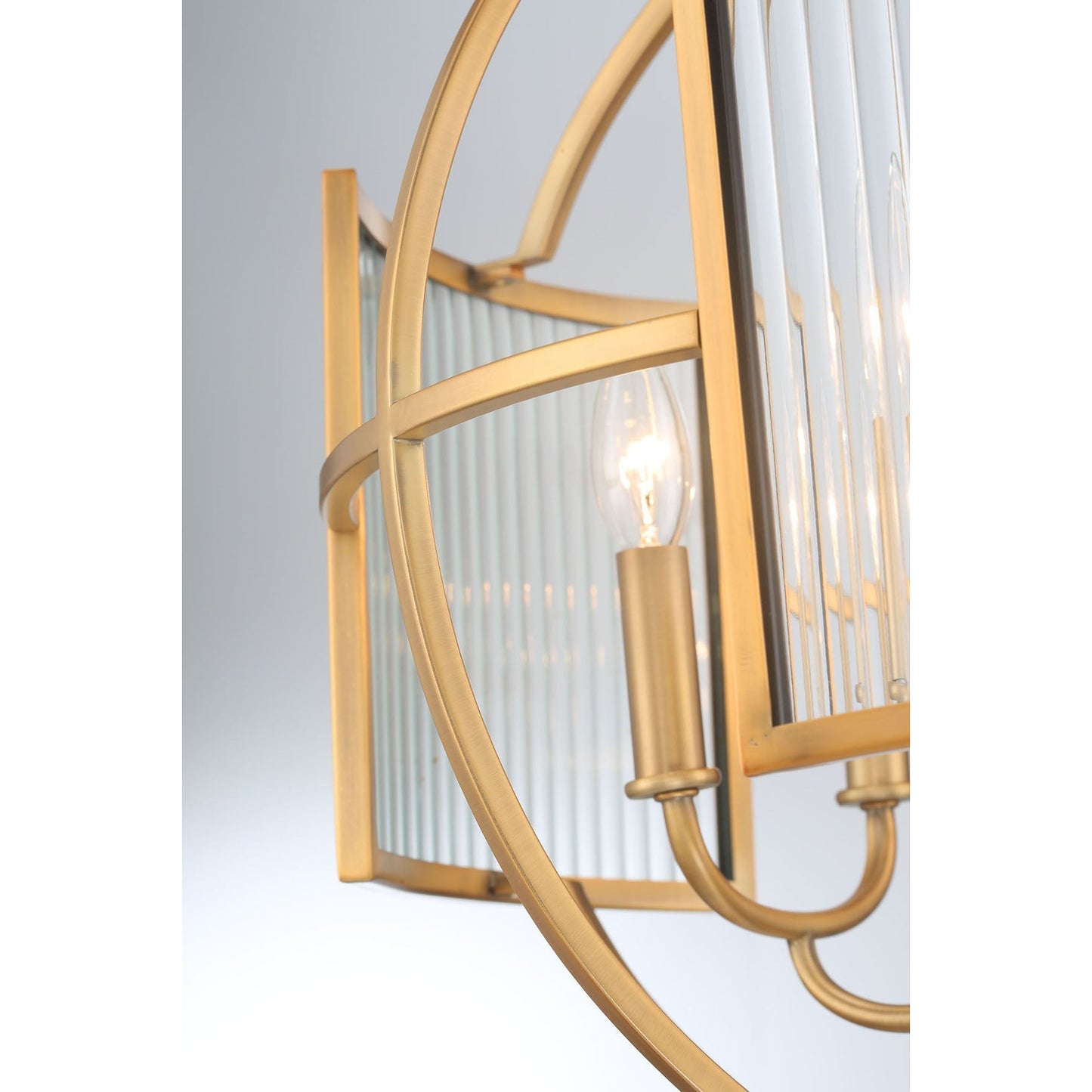 Eurofase Lighting Manilow 26" 8-light Incandescent Brass Round Chandelier With Clear Ripple Glass Shades