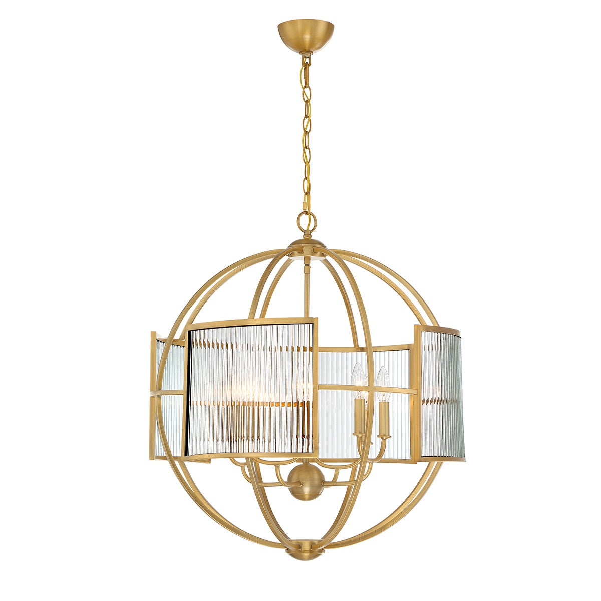 Eurofase Lighting Manilow 26" 8-light Incandescent Brass Round Chandelier With Clear Ripple Glass Shades