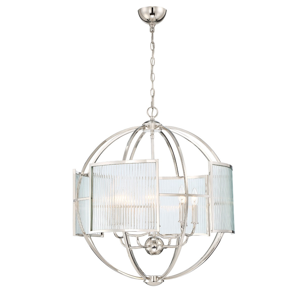 Eurofase Lighting Manilow 26" 8-light Incandescent Polished Nickel Round Chandelier With Clear Ripple Glass Shades
