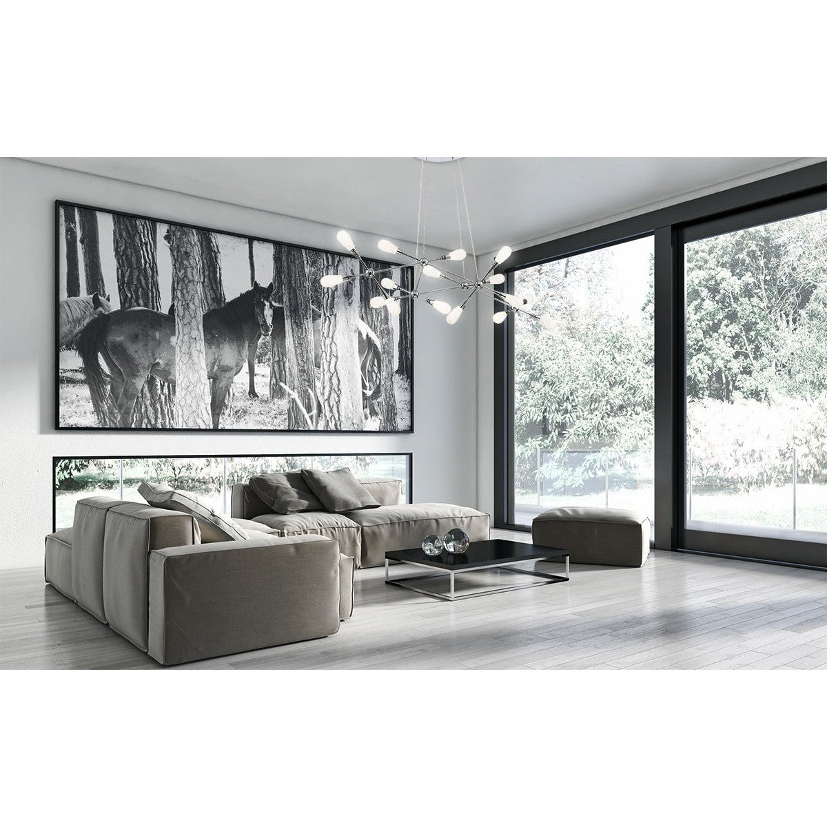 Eurofase Lighting Manning 32" Dimmable Integrated LED Metal Chrome Sputnik Chandelier
