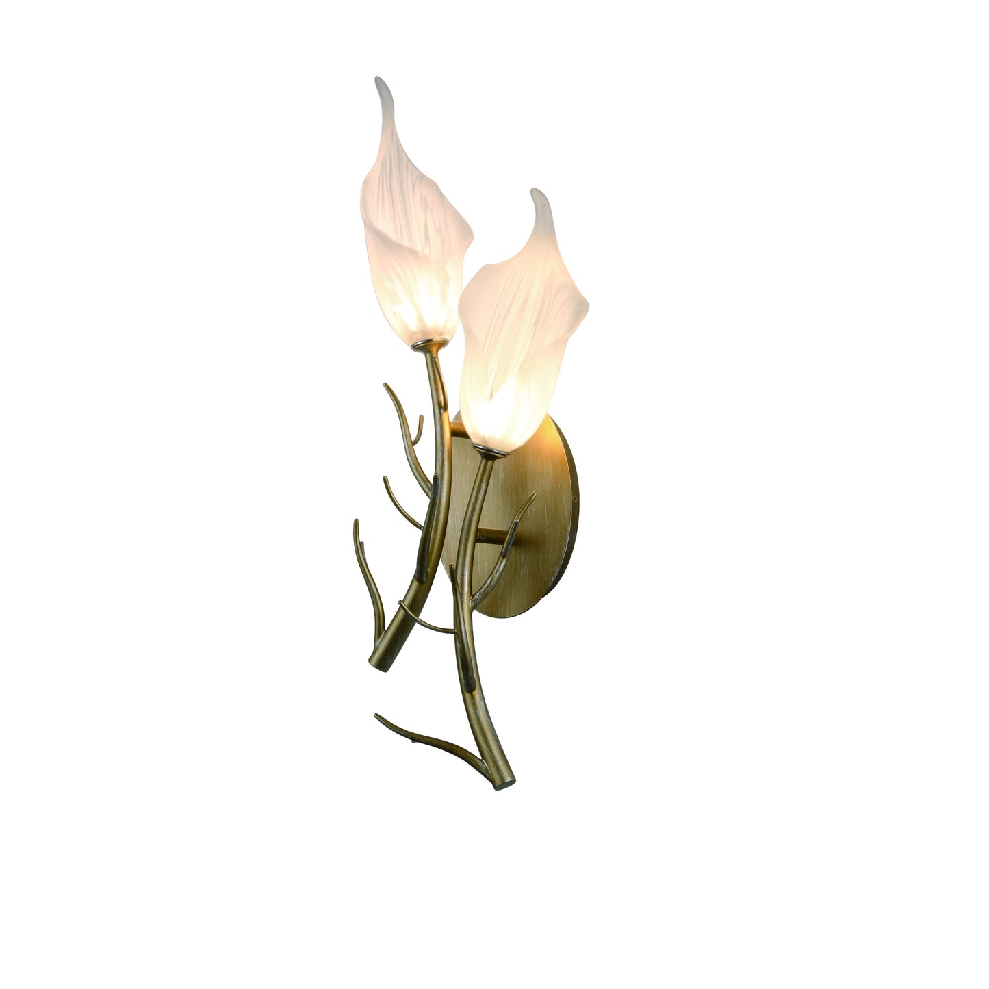 Eurofase Lighting Matera 21" 2-Light Integrated LED White Glass Shade Antique Gold Wall Sconce