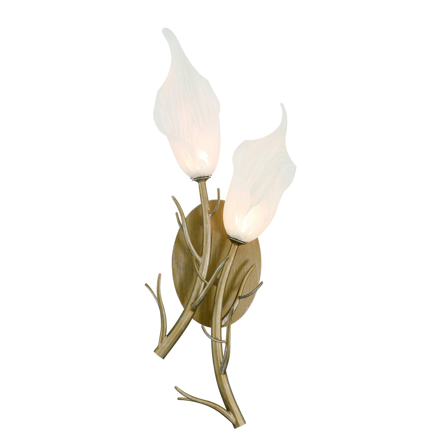 Eurofase Lighting Matera 21" 2-Light Integrated LED White Glass Shade Antique Gold Wall Sconce