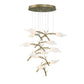 Eurofase Lighting Matera 22" 10-Light Integrated LED White Glass Shade Antique Gold Chandelier